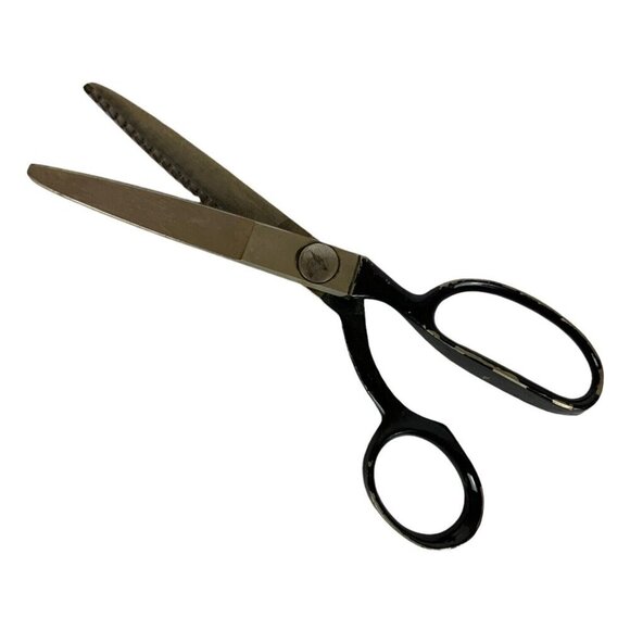 Wiss 9 inch Pinking Shears Black & Silver Vintage Drop Handle Newark NJ USA - Picture 2 of 7